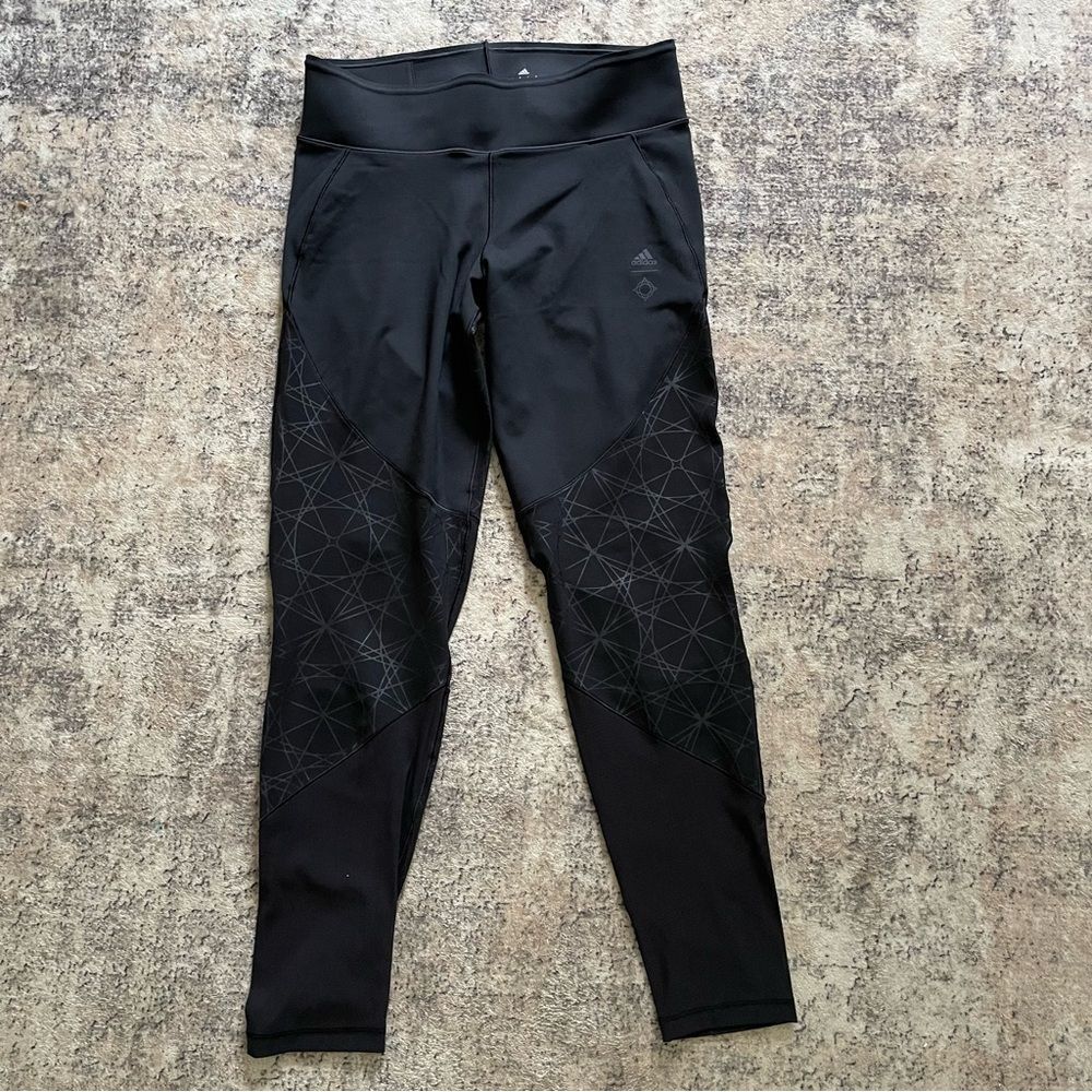 Adidas Womens Wanderlust Climalite Cut&Sewn Black Gym Leggings Med Activewear